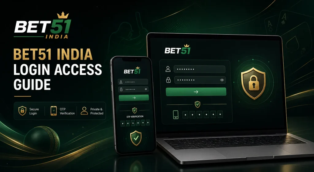 Bet51 India login access guide with mobile OTP and password security visual